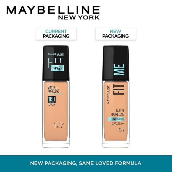 Maybelline New York Maybelline Fit Me Matte + Poreless Liquid Foundation 30ml 127 Golden Honey with SPF 22 PA++ | Lightweight Daily Wear, Pore-Minimizing, Natural Matte Finish | Perfect for Indian Skin