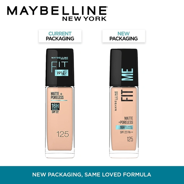 Maybelline New York Maybelline Fit Me Matte + Poreless Liquid Foundation 30ml 125 Nude Beige SPF 22 PA++ | Lightweight Daily Wear, Pore-Minimizing, Natural Matte Finish | Perfect for Indian Skin