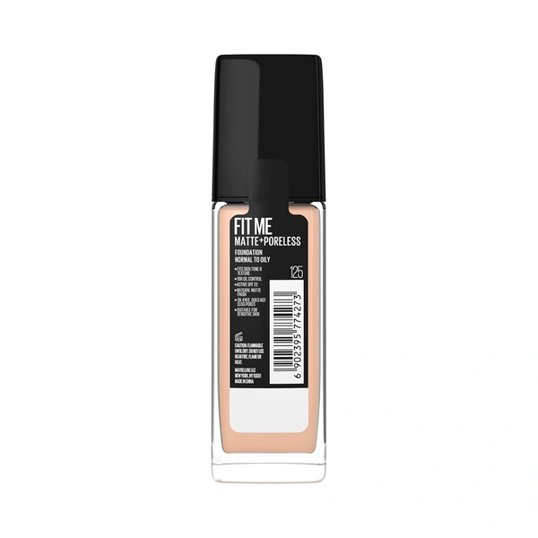Maybelline New York Maybelline Fit Me Matte + Poreless Liquid Foundation 30ml 125 Nude Beige SPF 22 PA++ | Lightweight Daily Wear, Pore-Minimizing, Natural Matte Finish | Perfect for Indian Skin