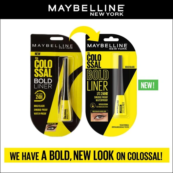 Maybelline New York Colossal Bold Liner Black | Smudge-Proof & Waterproof | Long-Lasting Bold Eyeliner with Intense Deep Black Color | Perfect for Daily Use & All-Day Wear