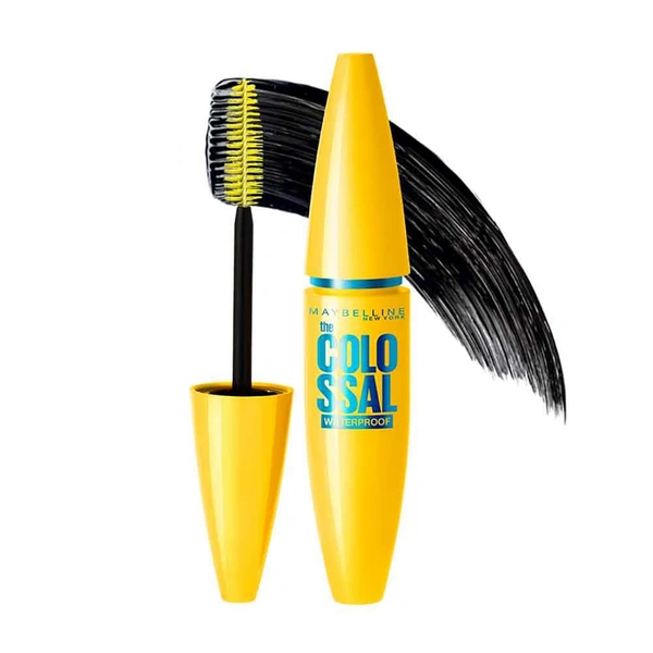 Maybelline New York Colossal Waterproof Mascara 10 ml | Volumizing & Lengthening Black Mascara | Smudge-Proof, Long-Wear | Mega Volume Brush for Bold | Dramatic Lashes