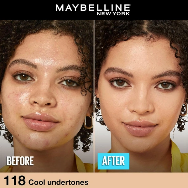 Maybelline New York Fit Me Matte + Poreless Foundation 30ml with 118 Light Beige | Lightweight, Natural Matte Finish | Minimizes Pores, Controls Shine & Blends Seamlessly for Daily Indian Skin Makeup