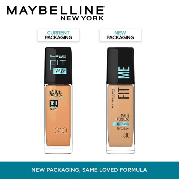 Maybelline New York Fit Me Matte + Poreless Liquid Foundation 30ml with SPF 22 | Shade 310 Sun Beige | Oil-Control, Lightweight, Long-Wear | Smooth Matte Finish, Perfect Base