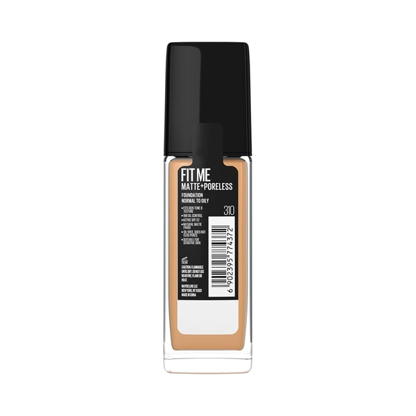 Maybelline New York Fit Me Matte + Poreless Liquid Foundation 30ml with SPF 22 | Shade 310 Sun Beige | Oil-Control, Lightweight, Long-Wear | Smooth Matte Finish, Perfect Base