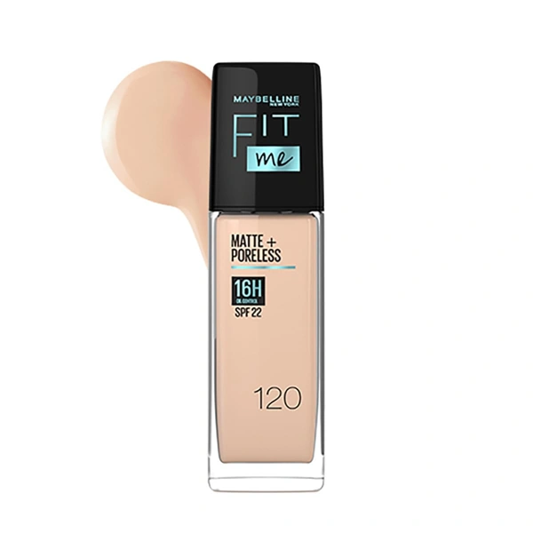 Maybelline New York Fit Me Matte + Poreless Liquid Foundation 30ml 120 Classic Ivory | SPF 22, Oil-Absorbing, Lightweight Matte Finish | Perfect for Medium-Oily Skin & Daily Indian Makeup