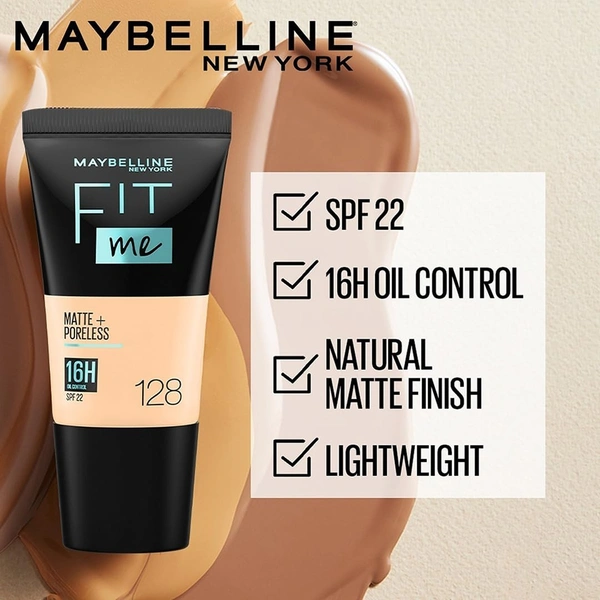 Maybelline New York Fit Me Matte + Poreless Liquid Foundation 18ml with SPF 22 | Shade 310 Sun Beige | Oil-Control, Lightweight, Long-Wear | Smooth Matte Finish, Perfect Base