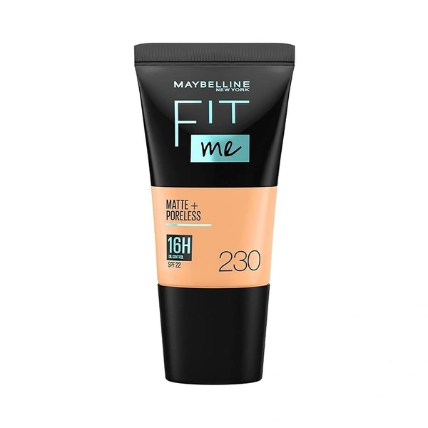 Maybelline New York Fit Me Matte + Poreless Liquid Foundation 18ml with SPF 22 Lightweight | Shade 230 Natural Buff & Long-Lasting | Oil-Control, Natural Matte Finish