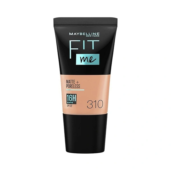 Maybelline New York Fit Me Matte + Poreless Liquid Foundation 18ml with SPF 22 | Shade 310 Sun Beige | Oil-Control, Lightweight, Long-Wear | Smooth Matte Finish, Perfect Base