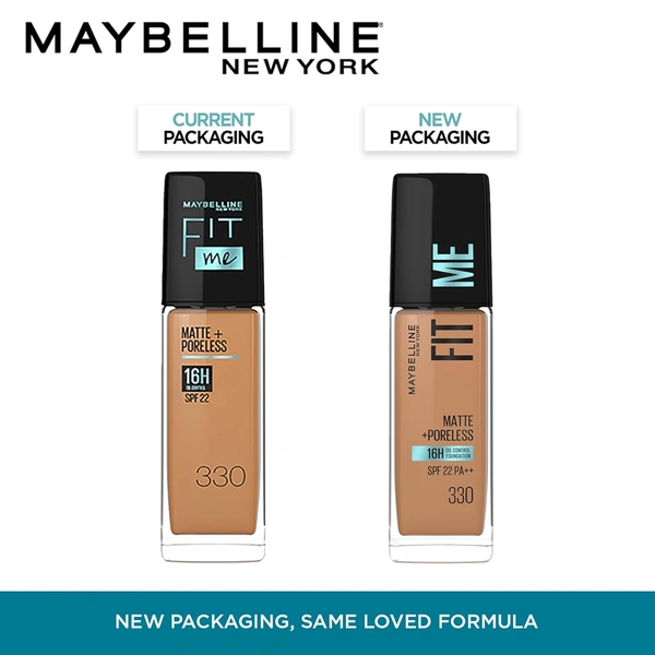Maybelline New York Fit Me Matte + Poreless Liquid Foundation 30ml with SPF 22, PA++ | Shade 330 Toffee | Oil-Control, Lightweight, Long-Wear | Smooth Matte Finish, Perfect Base