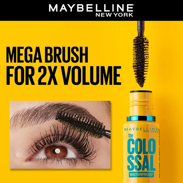 Maybelline New York Mascara 10ml | Long-Lasting Smudge-Proof Mascara | Bold & Dramatic Lash Look | Waterproof, Black, Volume Express Colossal | for Fuller, Longer Lashes |