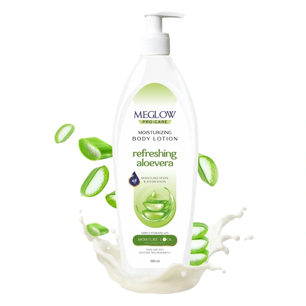 Meglow Pro-Care Moisturizing Body Lotion 500ml | Refreshing Aloe Vera Hydrating Moisturizer for Women & Men | Daily Moisture Care for All Skin Types