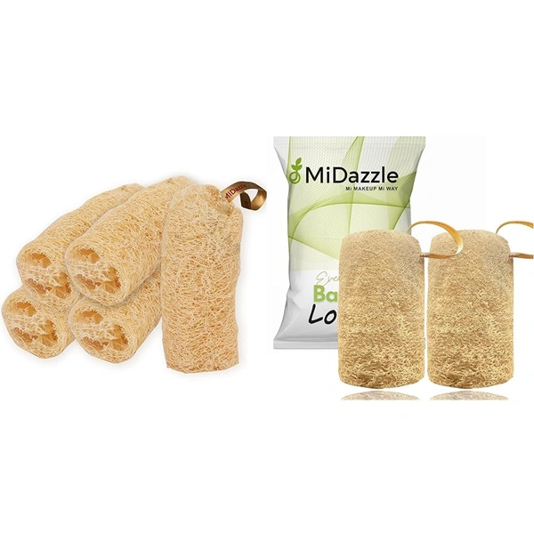 Midazzle 100% Natural Body Scrubber Loofah for Bathing | Gentle Exfoliation & Skin Cleansing | Natural, Eco-Friendly Bath Accessory