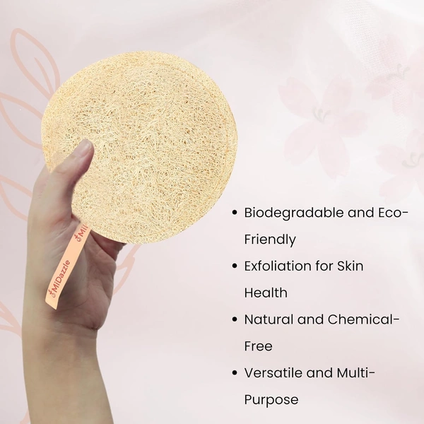 Midazzle 100% Natural Body Scrubber Loofah for Bathing | Gentle Exfoliation | Removes Dead Skin & Dirt | Eco-Friendly, Chemical-Free Bath Accessory for Smooth & Healthy Skin