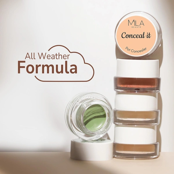 Mila Beaute Conceal It Pot Concealer with Brush (09 Hazelnut), 4g with with Full Coverage & Lightweight| SPF 15 & Vitamin E | Long-lasting & Easy to Blend |Crease-Free & Matte Finish for All Skin Types