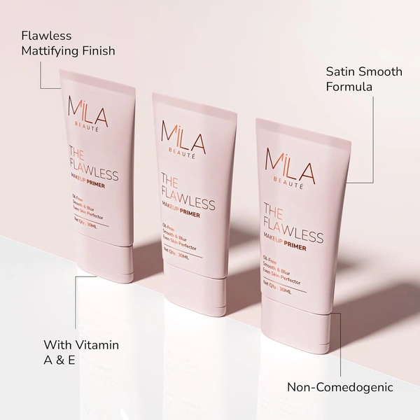 Mila Beaute Flawless Makeup Primer 30ml | Oil-Free & Mattifying Finish | Smooth Texture & Blurs Pores | Lightweight Formula for Long-Lasting, Flawless Makeup Base