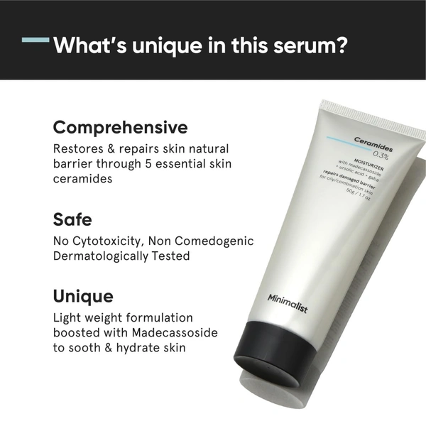 Minimalist 0.3% Ceramide Face Moisturizer 50g | Barrier Repair & Deep Hydration | Daily Lightweight Face Cream | Oil-Free Moisturizer for Oily & Combination Skin