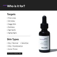 Minimalist 0.6% Retinol Face Serum 30 ml | With Rosehip Oil, Coenzyme Q10 & Squalane | Mid-Strength Anti-Aging Serum | Reduces Fine Lines & Wrinkles | All Skin Types