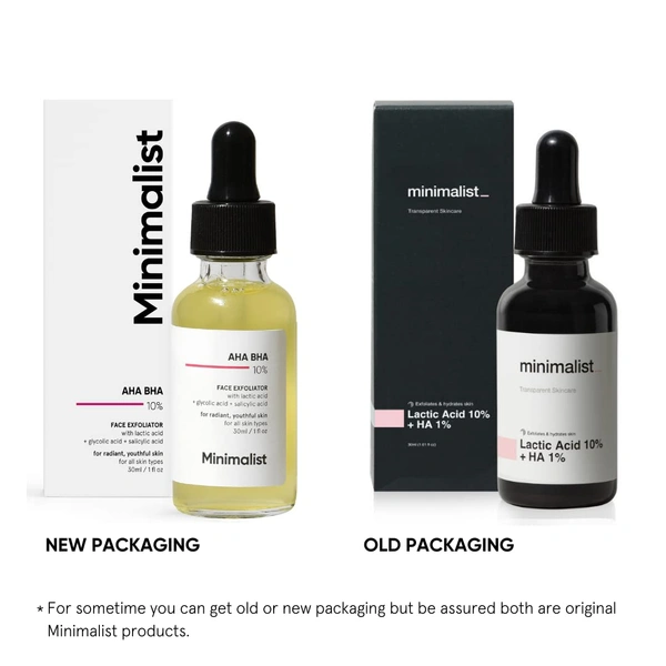 Minimalist 10% AHA BHA Exfoliating Serum 30ml | Beginners Safe Peel with Glycolic, Lactic & Salicylic Acid | Gently Removes Dead Skin, Unclogs Pores & Brightens