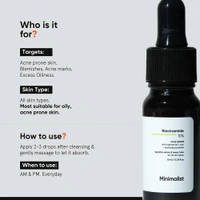 Minimalist 10% Niacinamide Face Serum 10ml | Oil Control & Anti-Acne with Zinc | Skin Clarifying Serum for Pore Care, Blemish Removal & Smooth Texture | For All Skin Types
