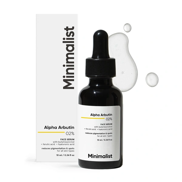 Minimalist 2% Alpha Arbutin Face Serum 30 ml | With Butylresorcinol, Ferulic Acid & Hyaluronic Acid | Reduces Pigmentation, Dark Spots & Uneven Skin Tone | For All Skin Types