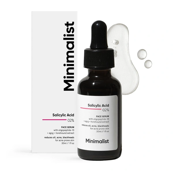 Minimalist 2% Salicylic Acid Face Serum 30 ml with Oligopeptide-10, EGCG & Horehound Extract | Controls Oil, Reduces Acne, Blackheads & Pimples | For Acne-Prone Skin
