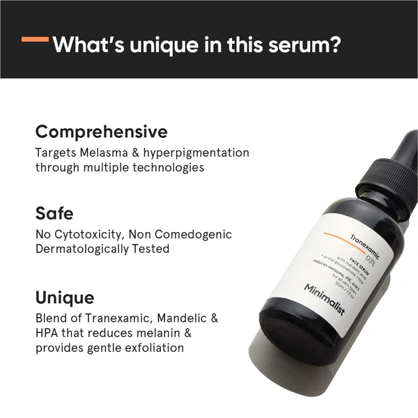 Minimalist 3% Tranexamic Acid Serum 30ml | Brightening & Skin Tone Correcting Serum | Reduces Dark Spots, Hyperpigmentation & Uneven Skin Tone | For All Skin Types