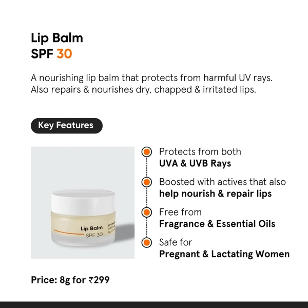 Minimalist SPF 30 Lip Balm 8g | With Ceramides & Hyaluronic Acid | Broad Spectrum Lip Protection & Deep Nourishment | Non-Sticky, Hydrating Lip Care for Women & Men