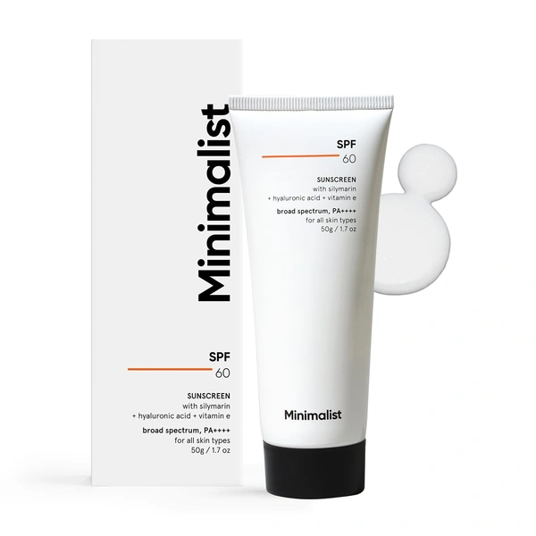 Minimalist Sunscreen SPF 60 PA++++ 50g | Pregnancy Safe, Sensitive Skin Friendly | Broad Spectrum SPF 50+ with Antioxidants & Advanced Filters | No White Cast, Non-Irritant