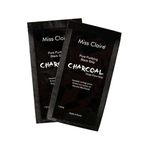 Miss Claire Charcoal Nose Strip 1.2g | Deep Cleansing Blackhead Remover Strip | Activated Charcoal Pore Strip for Nose | Removes Dirt, Oil & Whiteheads | Smooth Clear Skin