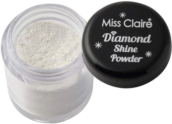 Miss Claire Diamond Shine Powder Silver 4g | Shimmer Highlighting Powder for Face, Eyes & Body | Intense Metallic Glow Highlighter | Loose Glitter Makeup Powder