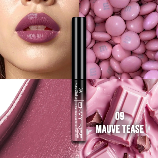 Miss Claire Envy Kiss Non Transfer Lipstick 09 Mauve Tease 1.8g | Rich Matte Finish | Long Lasting Smudge Proof Transfer Resistant Lightweight Mauve Lip Color