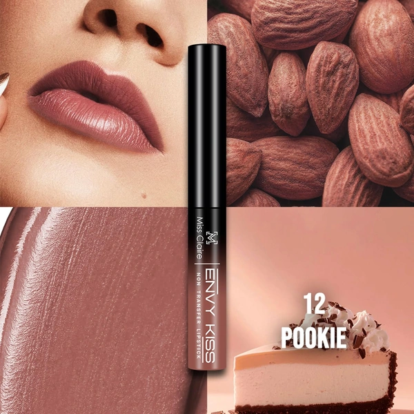 Miss Claire Envy Kiss Non Transfer Lipstick 12 Pookie 1.8g | Matte & Transfer Proof | Long Lasting Smudge Proof Lightweight Nude Pink Lip Color