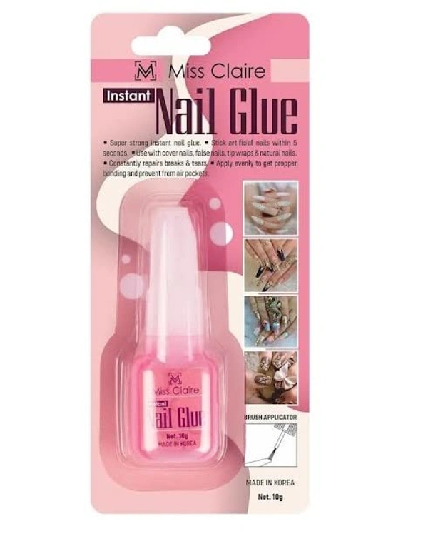 Miss Claire Nails Glue Clear 10g | Strong Adhesive Nail Glue for Artificial & False Nails | Quick Dry Nail Extension Glue | Long Lasting Hold | Nail Art & Press On Nails Glue