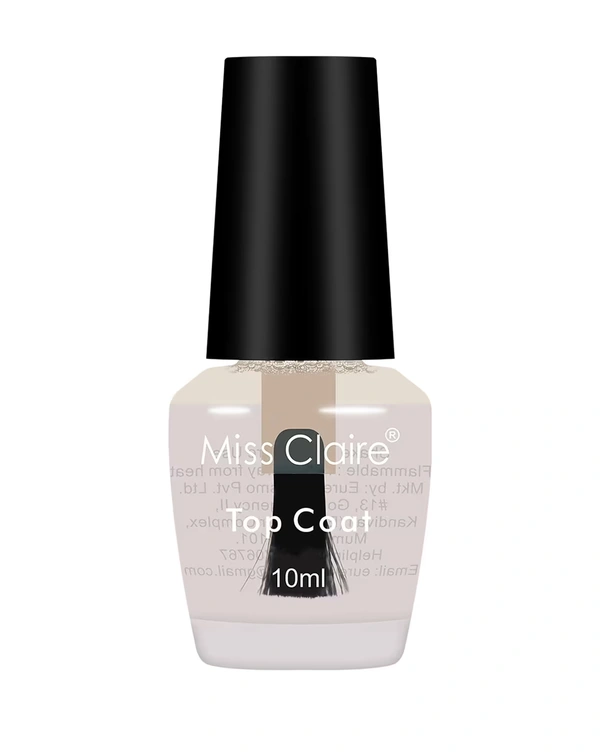 Miss Claire Top Coat Nail Polish 10ml | High Gloss Transparent Nail Top Coat | Long Lasting Shine & Protection | Quick Dry Formula | Prevents Chipping | Salon Finish Nails