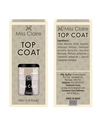 Miss Claire Top Coat Nail Polish 10ml | High Gloss Transparent Nail Top Coat | Long Lasting Shine & Protection | Quick Dry Formula | Prevents Chipping | Salon Finish Nails