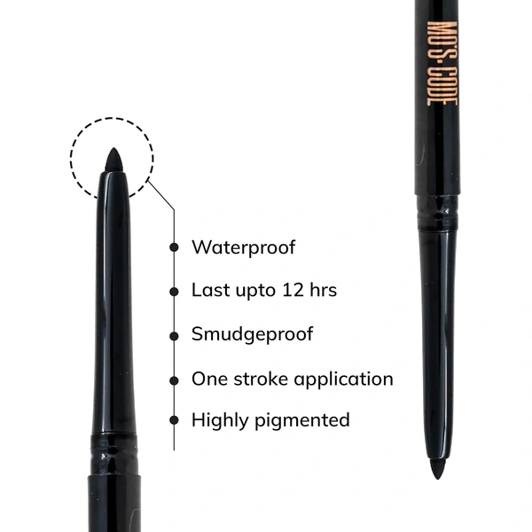 MOS CODE Eyematic Kajal 0.4gm - Emerald | Bold Eyes Bold You | Waterproof & Smudgeproof | Single Stroke Application | Long Lasting Matte Finish | Plant-Based | Paraben & Alcohol Free | Cruelty-Free