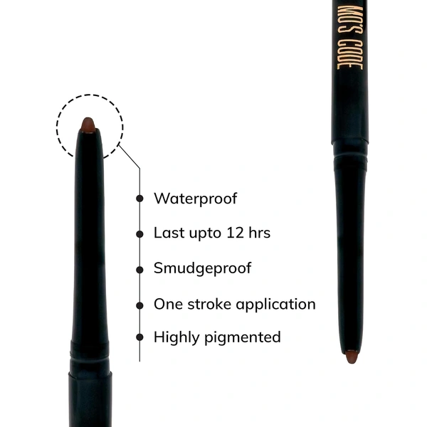 MOS CODE Eyematic Kajal 0.4gm - Earthy | Bold Eyes Bold You | Waterproof & Smudgeproof | Single Stroke Application | Long Lasting Matte Finish | Plant-Based | Paraben & Alcohol Free | Cruelty-Free