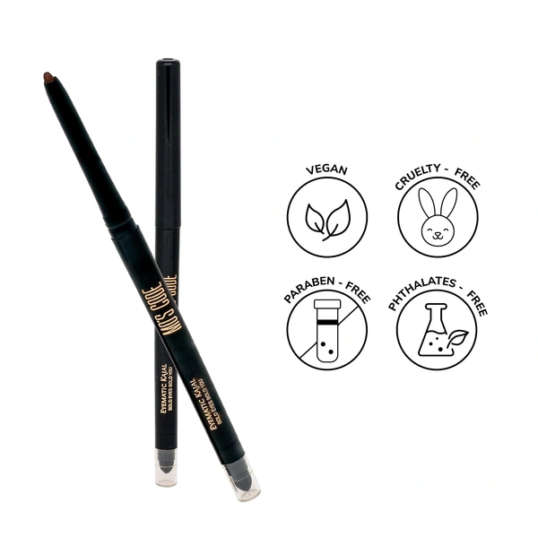MOS CODE Eyematic Kajal 0.4gm - Earthy | Bold Eyes Bold You | Waterproof & Smudgeproof | Single Stroke Application | Long Lasting Matte Finish | Plant-Based | Paraben & Alcohol Free | Cruelty-Free