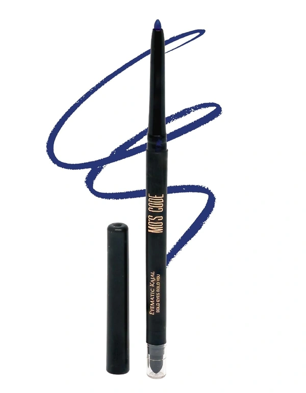 MOS CODE Eyematic Kajal 0.4gm - Ocean Blue | Bold Eyes Bold You | Waterproof & Smudgeproof | Single Stroke Application | Long Lasting Matte Finish | Plant-Based | Paraben & Alcohol Free | Cruelty-Free