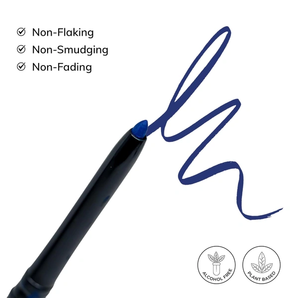 MOS CODE Eyematic Kajal 0.4gm - Ocean Blue | Bold Eyes Bold You | Waterproof & Smudgeproof | Single Stroke Application | Long Lasting Matte Finish | Plant-Based | Paraben & Alcohol Free | Cruelty-Free