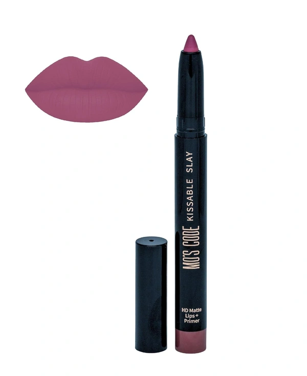 MOS CODE Kissable Slay HD Matte Cryon Lipstick withLips + Primer 1.6g, Sunset Peach 51 | Waterproof, Smudge Proof, Long Lasting Matte Lipstick | Vitamin E Enriched, Hydrating