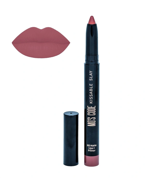 MOS CODE Kissable Slay HD Matte Cryon Lipstick withLips + Primer 1.6g, Latte Suede 06 | Waterproof, Smudge Proof, Long Lasting Matte Lipstick | Vitamin E Enriched, Hydrating