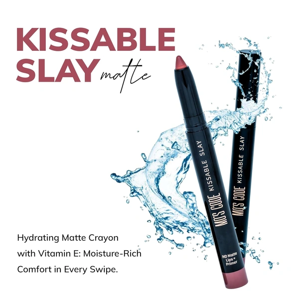 MOS CODE Kissable Slay HD Matte Cryon Lipstick withLips + Primer 1.6g, Latte Suede 06 | Waterproof, Smudge Proof, Long Lasting Matte Lipstick | Vitamin E Enriched, Hydrating