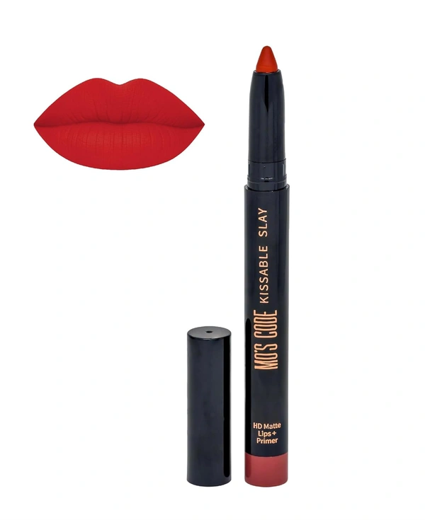 MOS CODE Kissable Slay HD Matte Cryon Lipstick withLips + Primer 1.6g, Dark Cocoa 05 | Waterproof, Smudge Proof, Long Lasting Matte Lipstick | Vitamin E Enriched, Hydrating