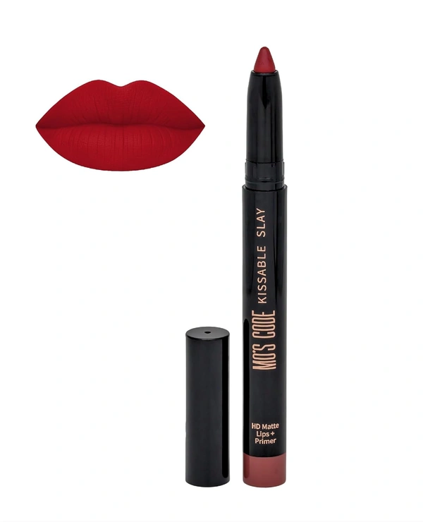 MOS CODE Kissable Slay HD Matte Cryon Lipstick withLips + Primer 1.6g, Majestic Maroon 11 | Waterproof, Smudge Proof, Long Lasting Matte Lipstick | Vitamin E, Hydrating, 1.6g