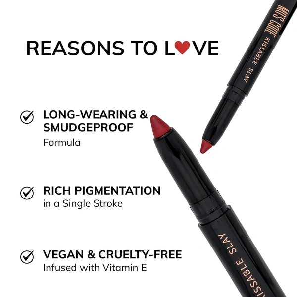 MOS CODE Kissable Slay HD Matte Cryon Lipstick withLips + Primer 1.6g, Majestic Maroon 11 | Waterproof, Smudge Proof, Long Lasting Matte Lipstick | Vitamin E, Hydrating, 1.6g