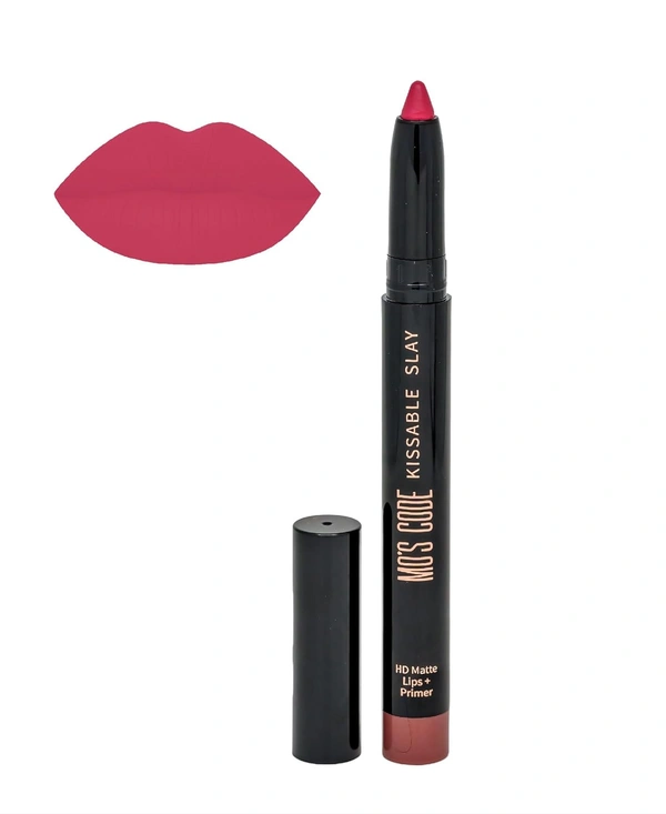 MOS CODE Kissable Slay HD Matte Cryon Lipstick withLips + Primer 1.6g, Runway Pink 21 | Waterproof, Smudge Proof, Long Lasting Matte Lipstick | Vitamin E Enriched, Hydrating