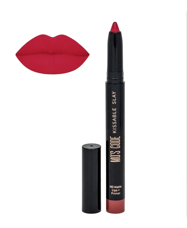 MOS CODE Kissable Slay HD Matte Cryon Lipstick withLips + Primer 1.6g, Champagne 20 | Waterproof, Smudge Proof, Long Lasting Matte Lipstick | Vitamin E Enriched, Hydrating