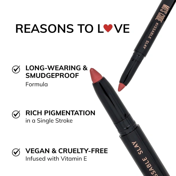 MOS CODE Kissable Slay HD Matte Cryon Lipstick withLips + Primer 1.6g, Soft Kiss 09 | Waterproof, Smudge Proof, Long Lasting Matte Lipstick | Vitamin E Enriched, Hydrating
