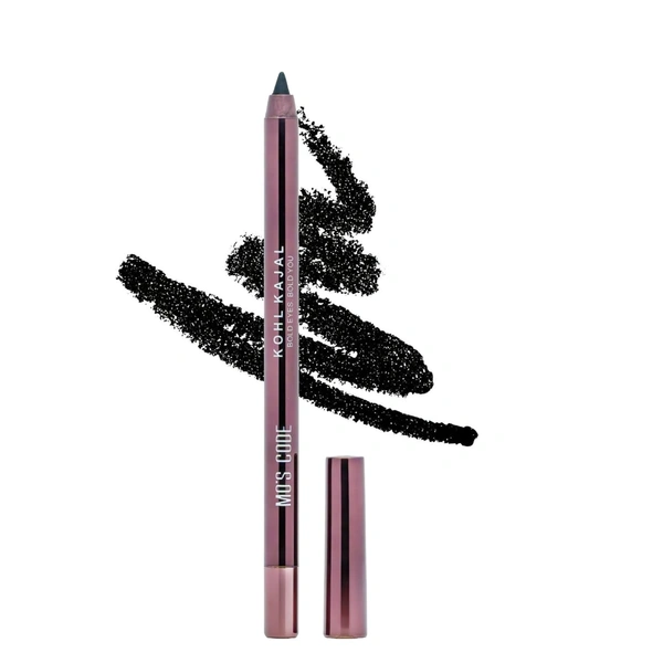 MOS CODE Kohl Kajal Pencil 1.5gm - Venta Black | Waterproof & Smudgeproof | Long Wearing | Single Stroke Application | Matte Finish | Enriched with Vitamin E & Almond Oil | Intense Black Kajal